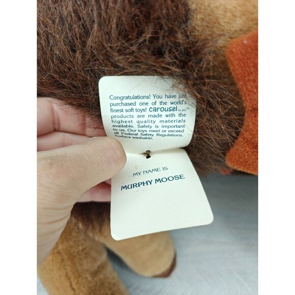 Vintage Murphy Moose Plush Toy Red Plaid Hat 15" Carousel By Guy - Picture 3 of 12